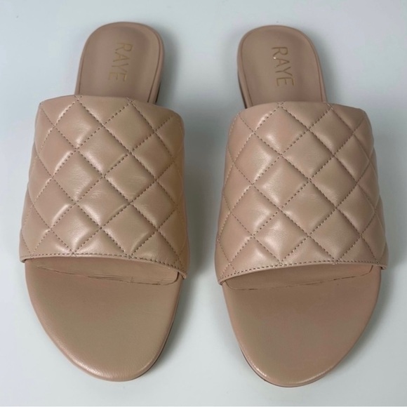 NEW RAYE REVOLVE BEIGE QUILTED SLIP-ON SANDALS - Picture 11 of 12